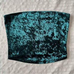 Garage Forest Green Velour Tube Top